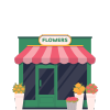 Ilustración de una floristería